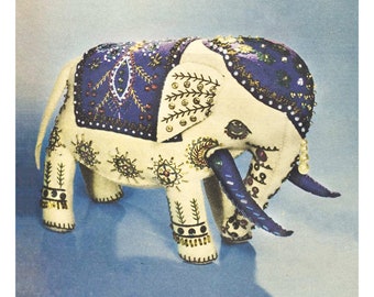 1950s Vintage stuffed Elephant sewing pattern Felt elephant pattern PDF stuffed animal