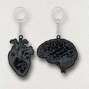 Heart and Brain Keyrings/ Heart and Brain Keychains/ Anatomy Keychains/ Biology keyrings/ Science Keychains