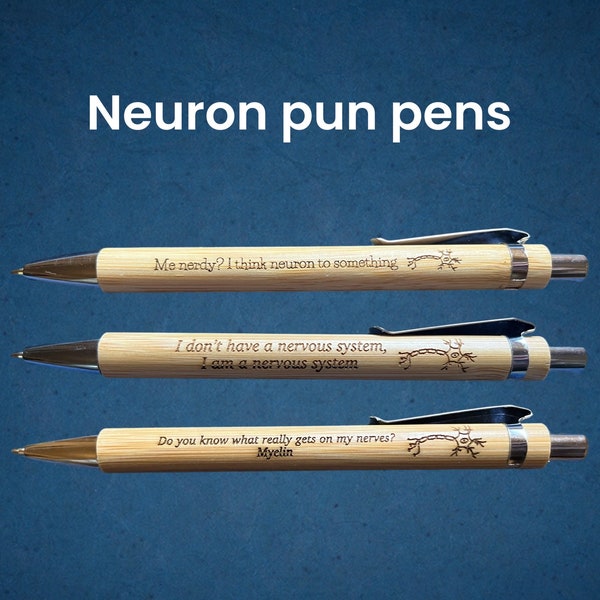 Neuroscience pun pens | neuron engraved science pun pens | gifts for biologists | Biology Gifts | gifts for scientists | science gifts