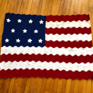 American Flag Crocheted Throw Blanket