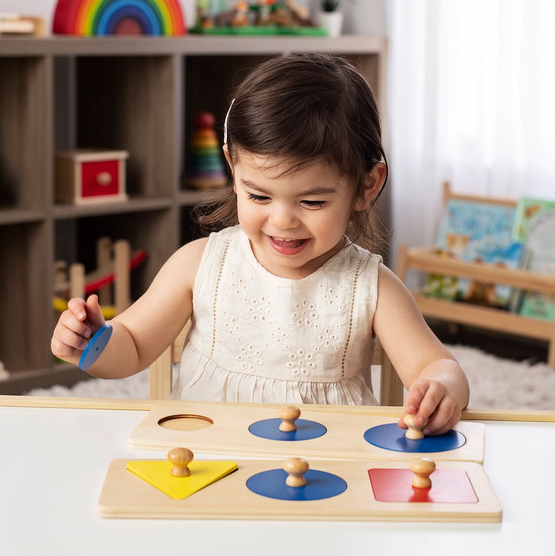 Montessori Baby Toys Basic Shapes Puzzle Wooden Baby First Etsy