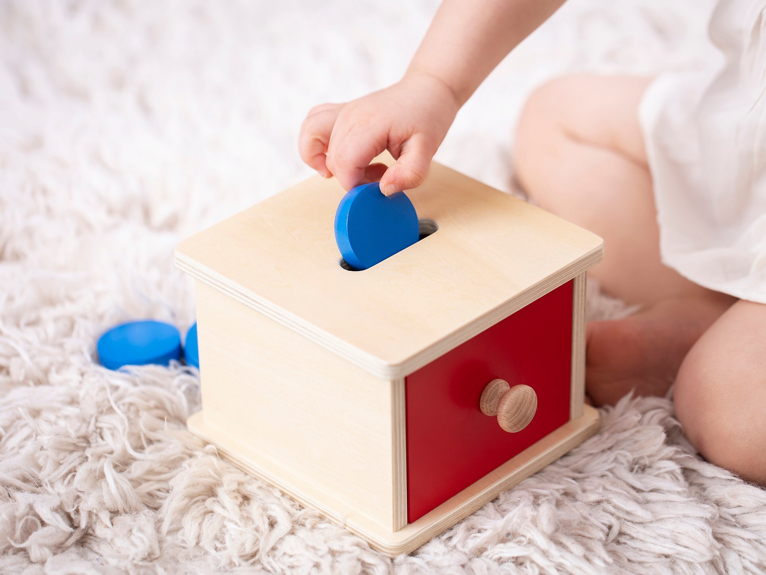 Wooden Coin Box Montessori Imbucare Box Infant Toddler Etsy