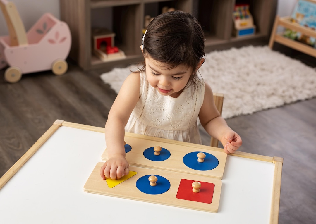 Montessori Baby Toys Basic Shapes Puzzle - Wooden Baby First Toy Mullti ...