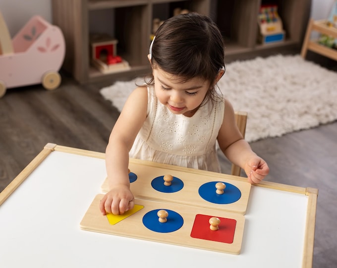 Montessori Baby Toys Basic Shapes Puzzle - Wooden Baby First Toy Mullti-shaped puzzle