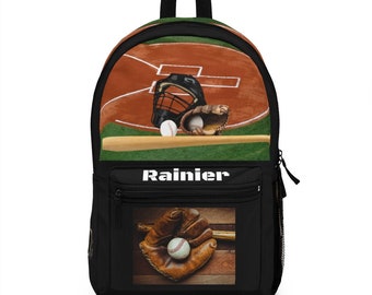 Mochila personalizada para fanático del béisbol / Mochila para niños, Mochila para regresar a la escuela y al trabajo / Mochila deportiva / Envío gratis / Fabricada en EE. UU.