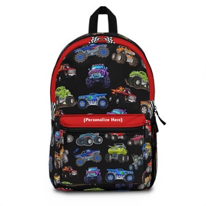 Kids Personalized Monster Trucks Backpack | Back to school Truck backpackEaster Gift