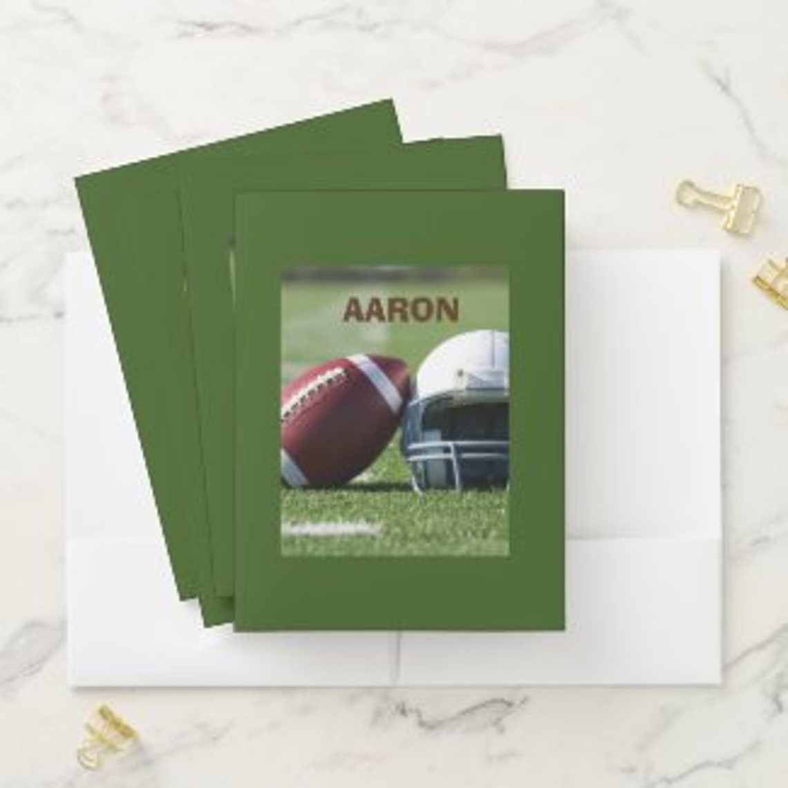 Personalized Football Pocket Folder | Set of 5, School Supplies - Etsy