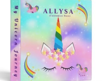 Unicorn Binders personalized  | Back to  School Binder Customizable | Avery | Graduation Birthday Gift for girls | gifts for herholiday gift