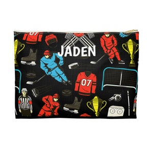 Personalized Kids Hockey Pencil Pouch | back to School Hockey Kids Accessory Pouchholiday giftEaster Gift