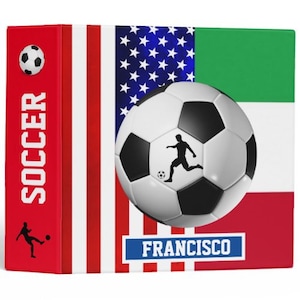 Carpeta de cartas coleccionables de fútbol de Italia y EE. UU. / Carpeta de fútbol con banderas combinadas / Carpeta escolar / Regalo de vacaciones / Regalo de Pascua