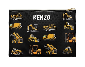 Personalized  Construction Trucks & Tractors  Pencil Pouch | Back to school pencil pouch. Kids personalized Gift.