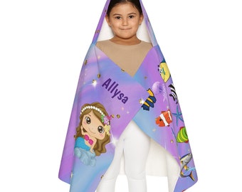 à capuche personnalisée sirène | Serviette sirène pour jeuneCadeau de Pâques