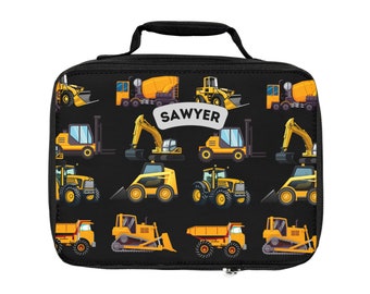 Personalized Construction Trucks & Trailers  Kids Lunch Bag | Back to School Lunch bagholiday giftEaster Gift
