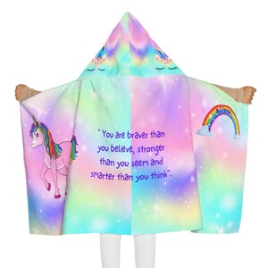 Personalized Unicorn  Hooded Towel | Youth Unicorn Towel | Crisply Printed, Thanksgiving Holiday gift for Girls.Easter Gift