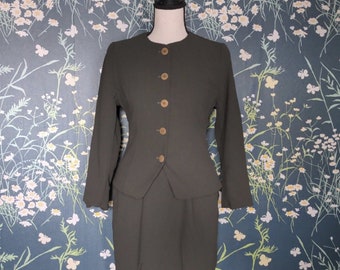 Vintage Armani Suit Jacket & Skirt Small Green Bergdorf Goodman Milano