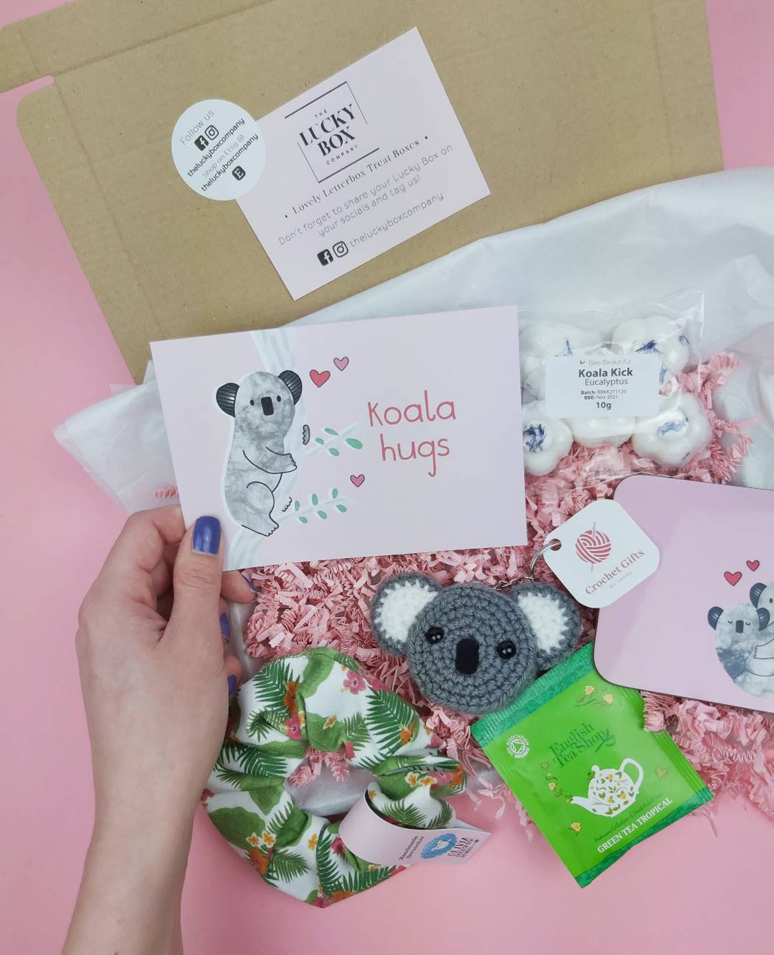 Koala Hugs Letterbox Gift Treat Box with Crochet Keyring & Etsy