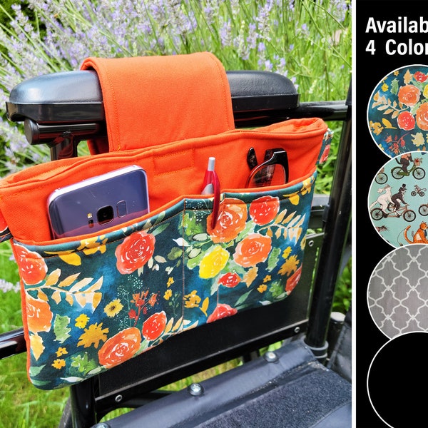 Wheelchair Bag with Pockets / Wheelchair Tote / Mobility Aid / Wheelchair Caddy / Wheelchair Bag / Gift for Mom / Gift for Dad