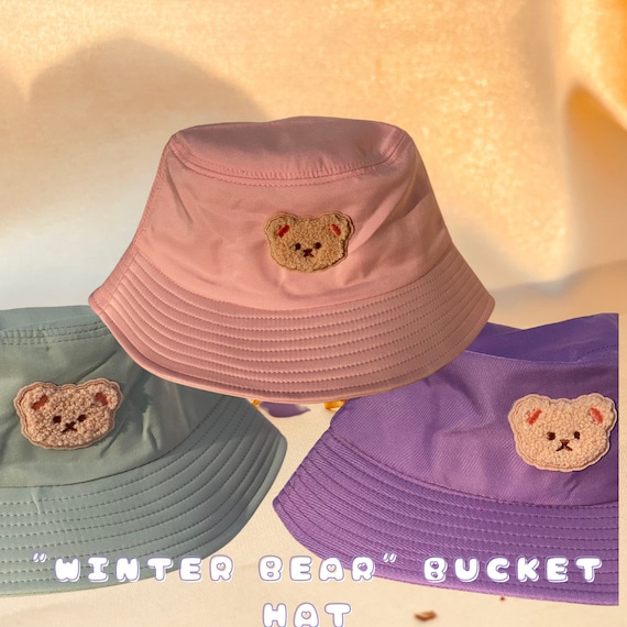 BTS Taehyung Winter Bear Bucket Hat |Embroidery | 100% Cotton | V, Tae, Army, Kpop