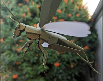 Grasshopper DIY Papercraft Puzzle Cardstock Kit, Unique Gift