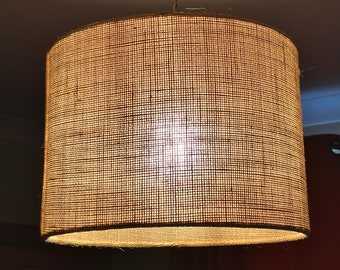 Natural hessian jute burlap handmade drum lampshade table, standard or ceiling. 20 25 30 35 40 cm wide, any height.