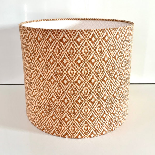 Ikat design lampshade in terracotta natural cotton fabric. Various sizes, table / standard / ceiling lamp.
