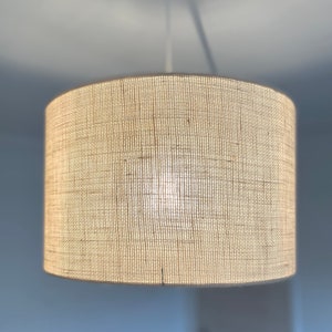 Handmade Hessian Drum Lampshade: Natural Jute, Ivory Fabric