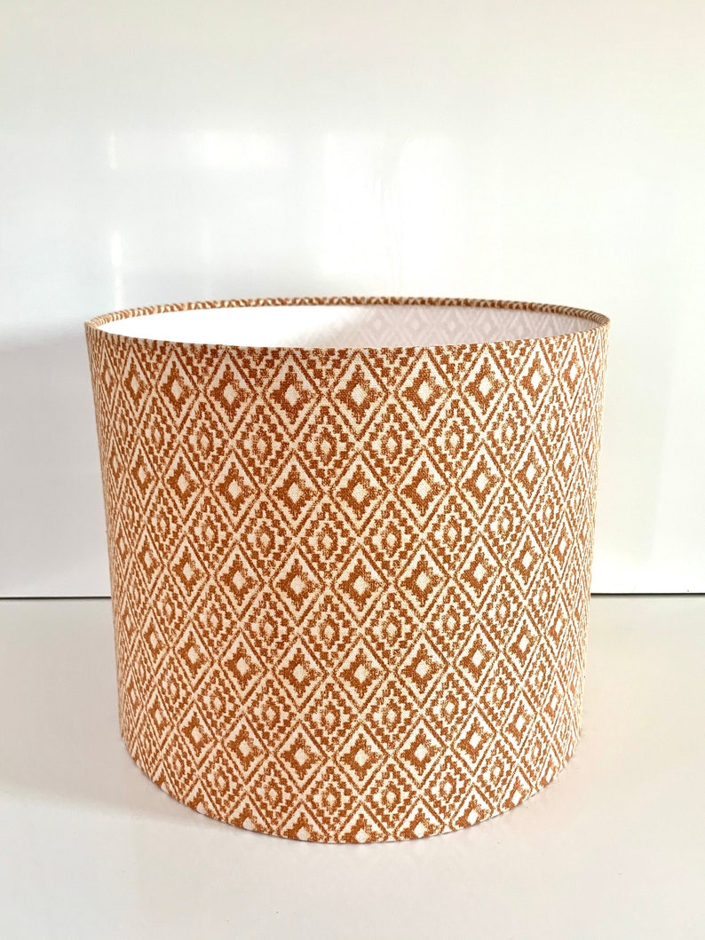 Ikat Design Lampshade in Terracotta Natural Cotton Fabric. Etsy UK