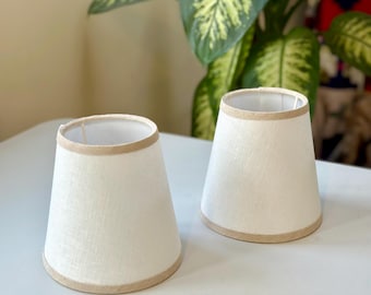 Ivory Linen Candle Clip Lampshade with natural linen trim. Other colours available.
