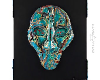 Aries Skull Mask Wall Sculpture: Greek God of War Ceramic Art