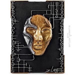 Biomechanic Clay Wall Sculpture: Cyberpunk Alien Art (9x12)