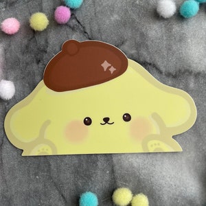 Pudding dog peeker sticker- kawaii golden retriever peeker vinyl- kawaii dog peeker stickers-cute character window peekers vinyl sticker