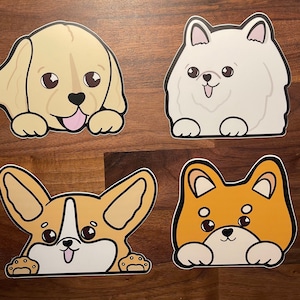 Peeking Dog Car Decal Sticker- Cute Dog peeker sticker- Golden retriever peeker sticker- Samoyed Peeker Sticker- Cute Car Peekers