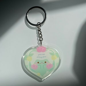 Kawaii Frog acrylic keychain- Cute Froggo Acrylic Keychain Pendant- cute frog lover gifts- Cute sassy frog keychain- cottage core art