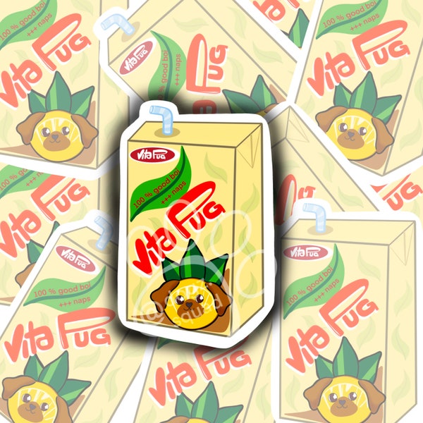 Pug and Vita Lemon Tea Vinyl Sticker