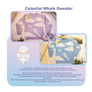 Blue Whale Acrylic Knit sweater Cloud knit sweater Cute knit sweaters Cloud sweaters Blue Whale Ocean sweater Whale art sweater image 7
