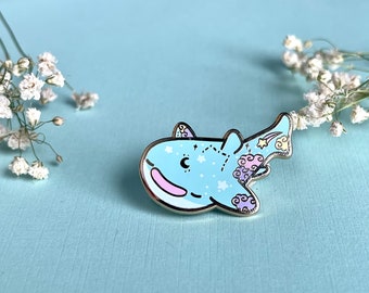 Cute Whale Shark enamel pin- Whale shark art- cute ocean pins- Celestial ocean animal pins- Mental health pin- Cute Shark pins- whale pins