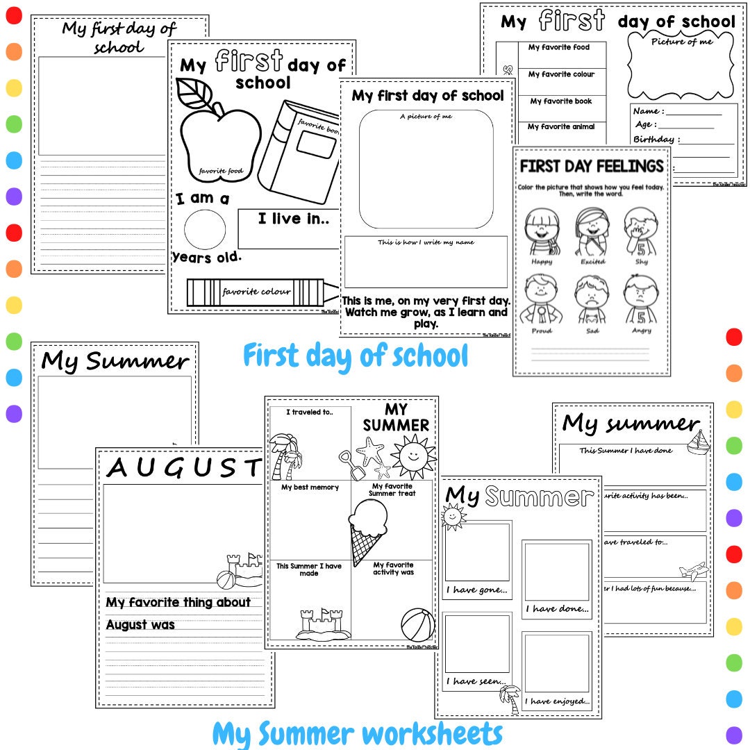 Back to School Activities - First Day at School - My Summer - All About ...