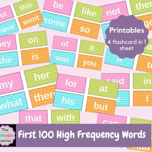 First 100 High Frequency words flashcards