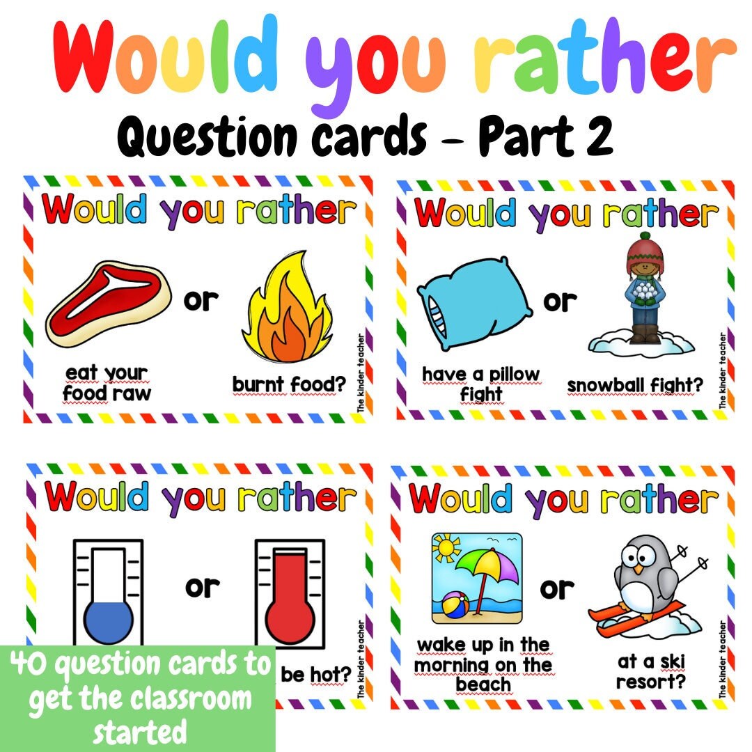 Would You Rather Questions 40 Cards PART 2 Etsy Would You Rather Questions 40 Cards PART 2 Etsy