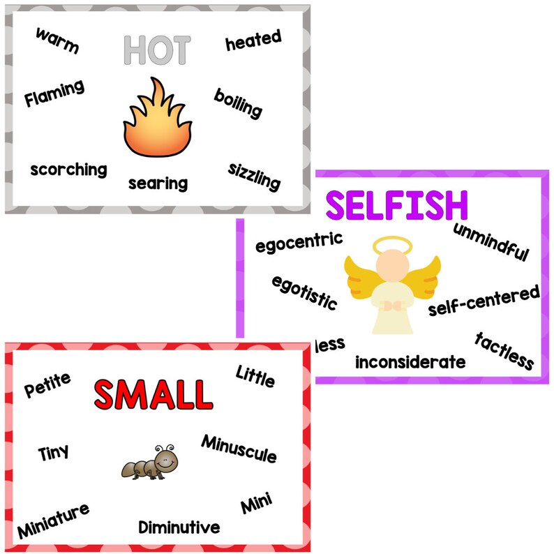 Adjectives Synonym Posters Etsy