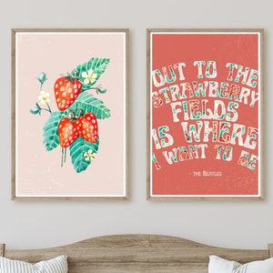 Strawberry Fields Forever Print, Retro Printable Wall Art, The Beatles Lyrics Print, 60s Poster, Groovy Wall Decor, Printed and Shipped