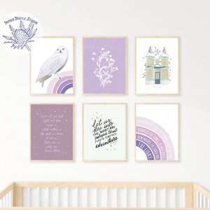 Children&#39;s Book Posters Set of 6, Owl Nursery Prints, Gallery Wall Bundle, Potter Nursery Wall Art, Owl Nursery Decor, Nursery Printables