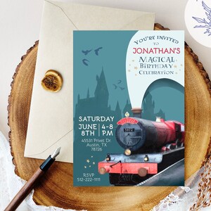 Editable Wizard Birthday Party Invitation, Kids Party, Train Magical Birthday, Party Magic School Wizardry Birthday Party Instant Download