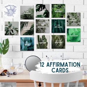 Boho Plants Affirmation Mirror Labels, Boho Affirmation Station, Classroom Decor, 12 Affirmations, Growth Mindset, Digital File, Printable