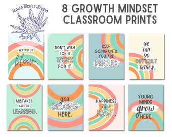 Groovy Classroom Decor, Growth Mindset Classroom Posters, Inspirational Motivational Decor, Boho Room Art, INSTANT DOWNLOAD, Colorful Art