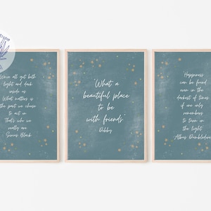 Children&#39;s Book Pages Blue Quote Prints, Cute Nursery Art, Wizard Kids Wall Decor, Potter Nursery Wall Decor, Eclectic Nursery, PRINTED