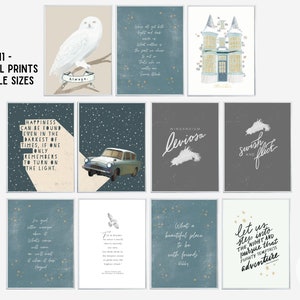 Children&#39;s Book Posters Set of 11, Hedwig Nursery Prints, Gallery Wall Bundle, Potter Nursery Wall Art, Owl Nursery Decor, Nursery Prints