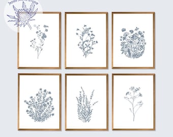 Juego de 4 láminas botánicas - Ilustración botánica - Láminas artísticas botánicas - Láminas artísticas - Juego de 6 láminas botánicas vintage - Póster botánico