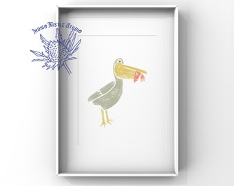 Pelican Print, Coastal Nursery Decor - Printable Wall Art - Sea Animal Decor, Nautical Nursery Room Poster, Kids Wall Art, Ocean Animal
