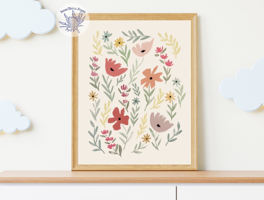 Boho Nursery Wall Art, Botanical Print, Wildflower Nursery Decor ...